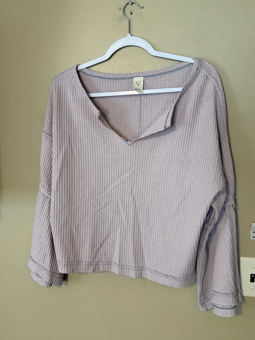 Free People Dahlia Thermal Knit Bell Sleeve Top